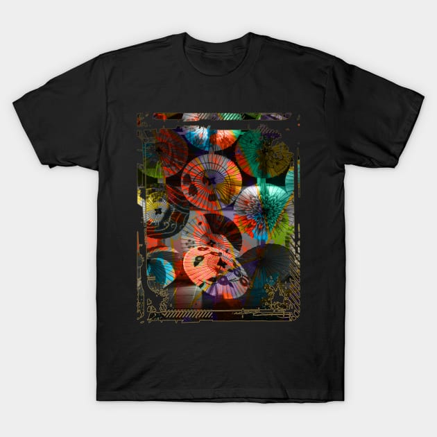 Japan Nightlife Lantern Fan Light Collage Art 94 T-Shirt by dvongart